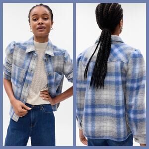 GAP Puff Sleeve Cropped Wool Shirt Jacket Large